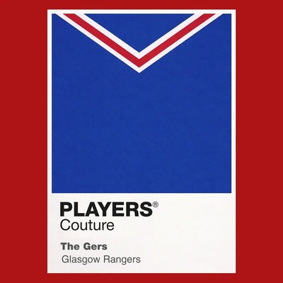 Glasgow Rangers Classic Football Shirt Colours Frame Men's T-Shirt – close-up detail shot of the Glasgow Rangers Players
