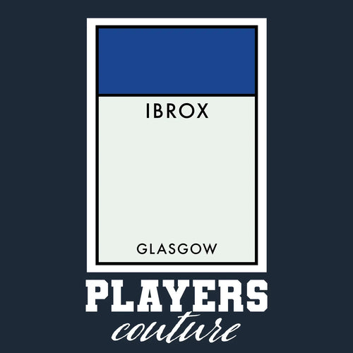 Glasgow Rangers hoodie – navy men's hoodie with white Glasgow Rangers letters and Players Couture logo on the chest