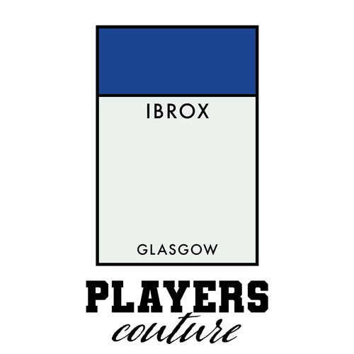 Glasgow Rangers Monopoly Card hoodie – white men's hoodie with black Glasgow Rangers Monopoly Card letters and Players