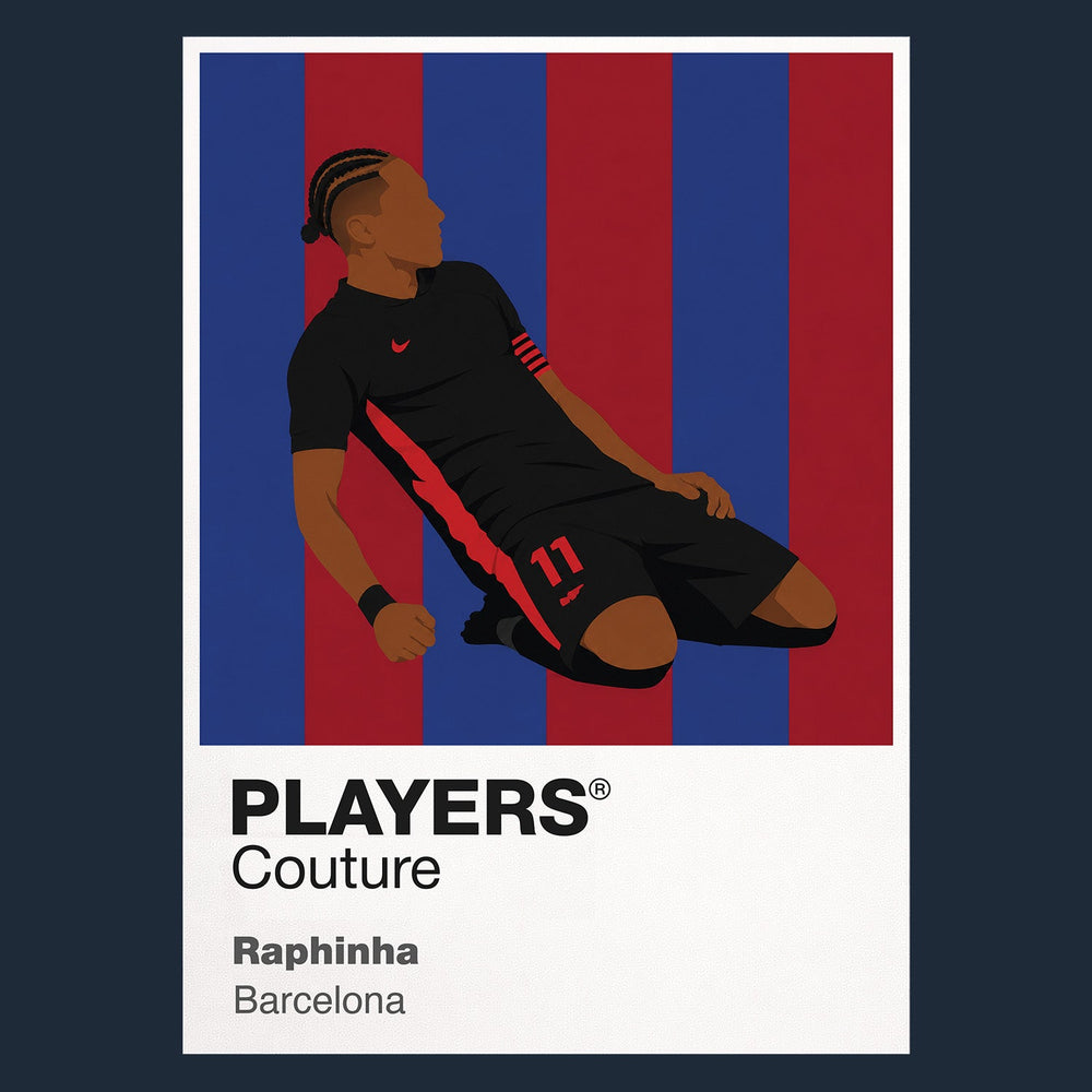 Raphinha Barcelona navy Icon Frame artwork detail