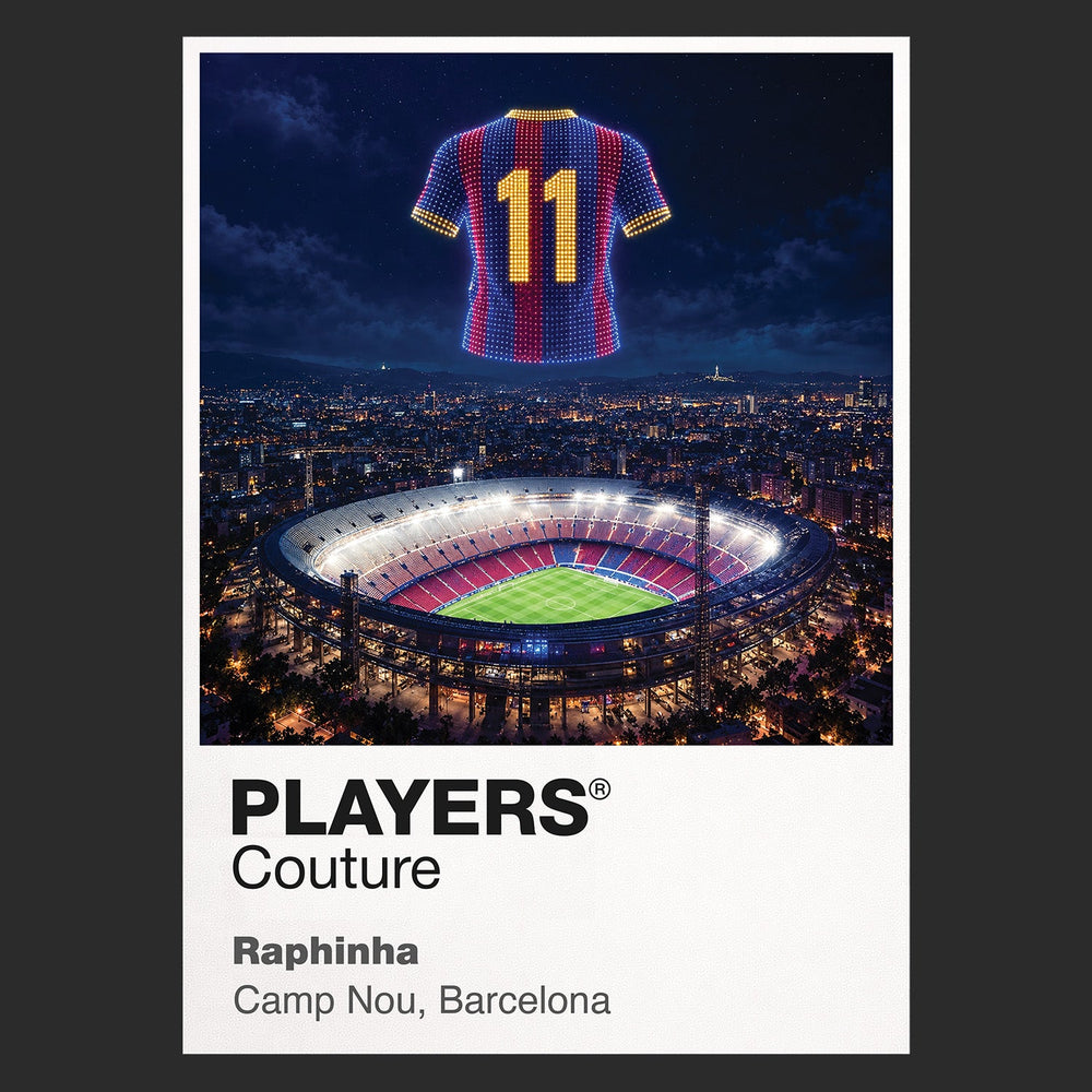 Raphinha Barcelona number 11 Icons in Lights Frame artwork in black