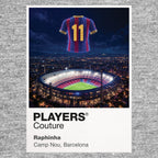 Raphinha Barcelona number 11 Icons in Lights Frame artwork in grey