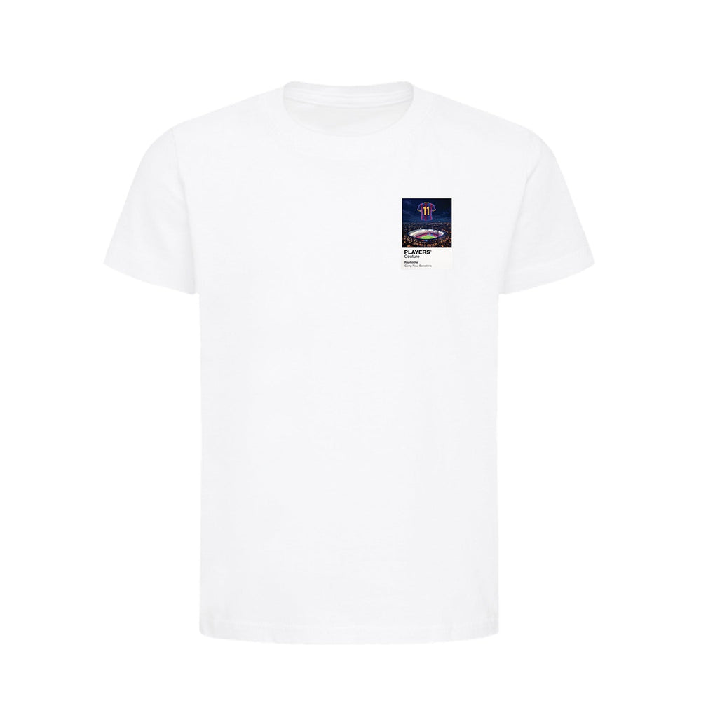 Raphinha Barcelona Icons in Lights Frame Kids T-Shirt in White