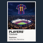 Raphinha Barcelona number 11 Icons in Lights Frame artwork in navy