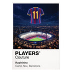 Raphinha Barcelona number 11 Icons in Lights Frame artwork in white