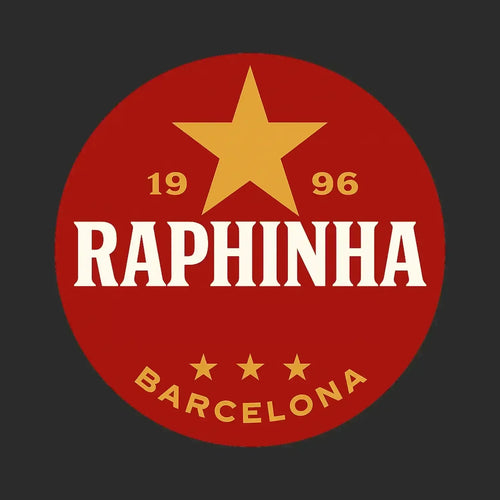 Raphinha Logo Men's T-Shirt – black close-up detail shot of the Raphinha Players Couture logo design