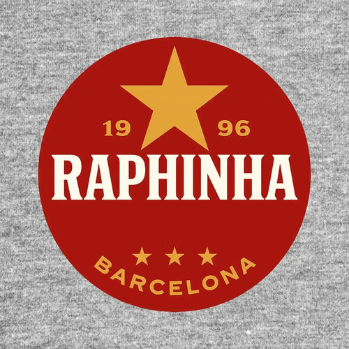 Raphinha Logo Men's T-Shirt – grey close-up detail shot of the Raphinha Players Couture logo design