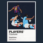 Raphinha Barcelona slide celebration Icon Frame artwork in navy