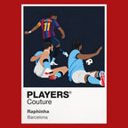 Raphinha Barcelona slide celebration Icon Frame artwork in red