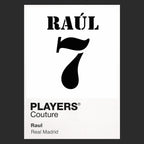 Raul 7 Football Shirt Frame Men's Hoodie – black close-up detail shot of the Raul 7 Football Players Couture logo design