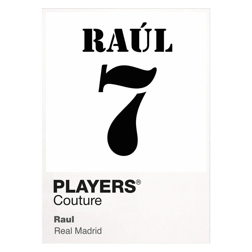 Raul 7 Football Shirt Frame Men's Hoodie – white close-up detail shot of the Raul 7 Football Players Couture logo design