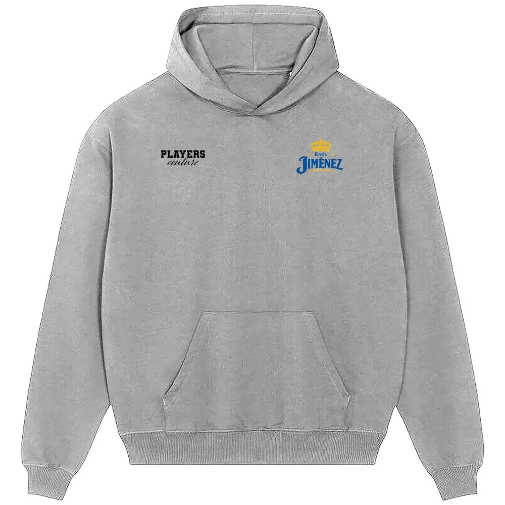 Raul Jimenez hoodie – grey men's hoodie featuring the Raul Jimenez Players Couture logo