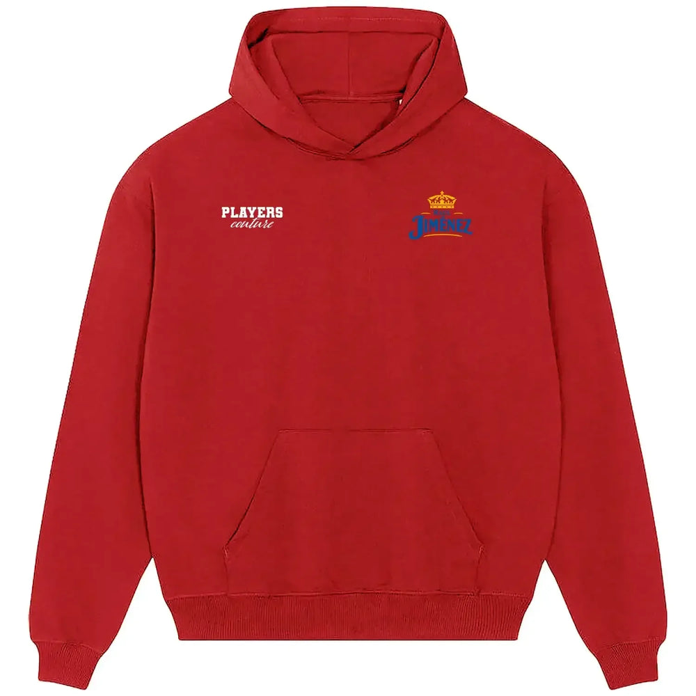Raul Jimenez hoodie – red men's hoodie featuring the Raul Jimenez Players Couture logo