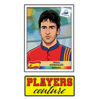 Raul World Cup Sticker Men's T-Shirt – close-up detail shot of the Raul World Cup Players Couture logo design