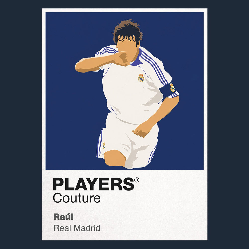 Raul Real Madrid Icon Frame Men's Hoodie — Navy Artwork
