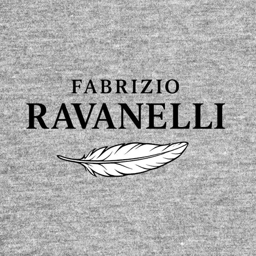 Fabrizio Ravanelli Logo Men's T-Shirt – grey close-up detail shot of the Fabrizio Ravanelli Players Couture logo design