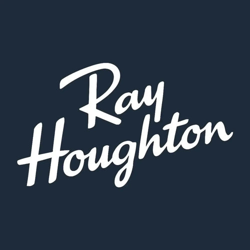 Ray Hougton Logo Men's Hoodie – navy close-up detail shot of the Ray Hougton Players Couture logo design