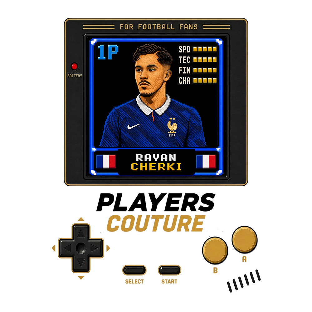 Rayan Cherki 1P 8-Bit t-shirt retro gaming design by Players Couture