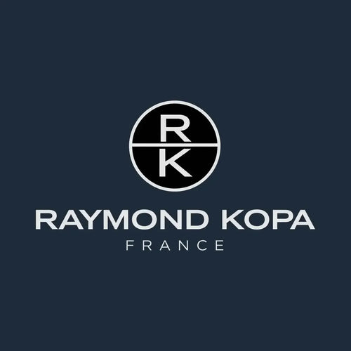 Raymond Kopa Logo Men's Hoodie – navy close-up detail shot of the Raymond Kopa Players Couture logo design