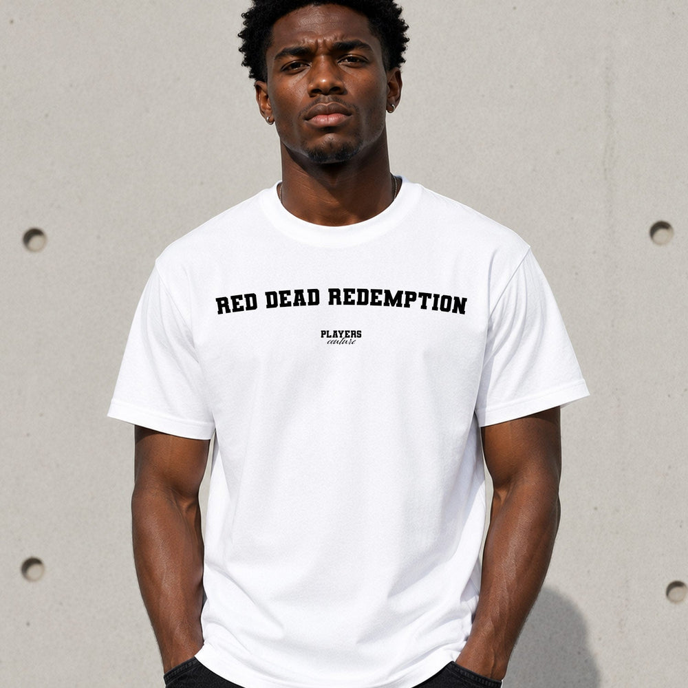 Red Dead Redemption Men's T-Shirt — lifestyle photo, White t-shirt
