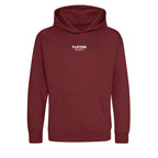 Essentials Collection hoodie – red kids' hoodie with white Essentials Collection letters and Players Couture logo on the