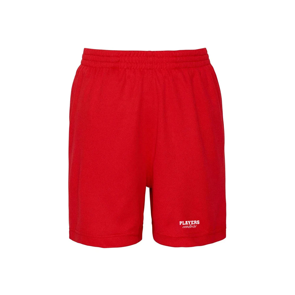 Essentials Collection hoodie – red kids' hoodie with white Essentials Collection letters and Players Couture logo on the