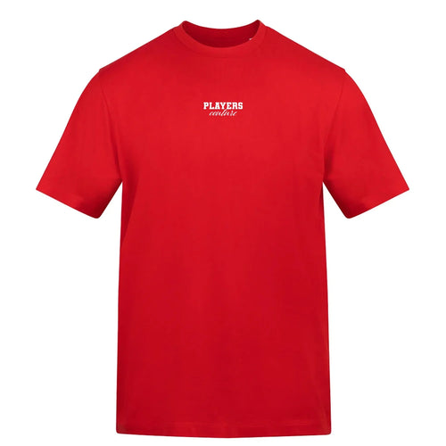 Essentials Collection t-shirt – red men's t-shirt with white Essentials Collection letters and Players Couture logo on the