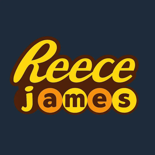 Reece James Logo Men's T-Shirt – navy close-up detail shot of the Reece James Players Couture logo design