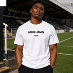 Reece James Men's T-Shirt — lifestyle photo, White t-shirt