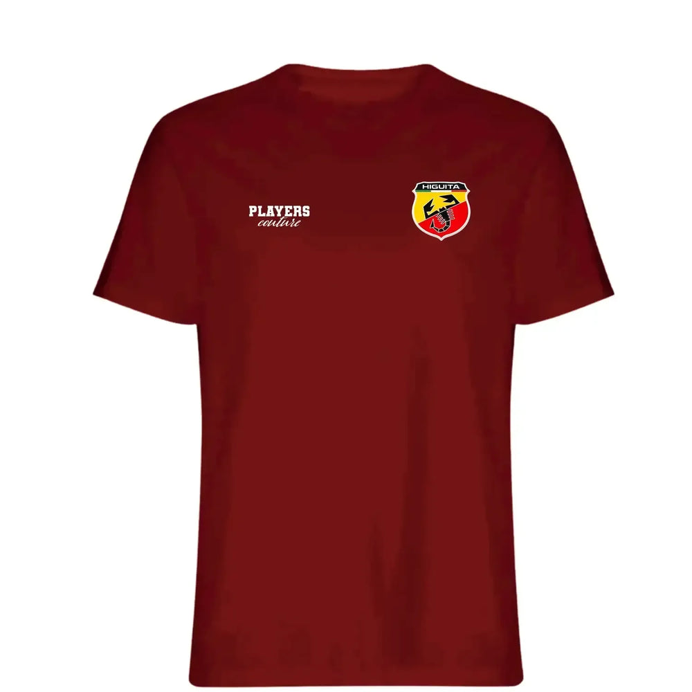 Rene Higuita t-shirt – red men's t-shirt featuring the Rene Higuita Players Couture logo