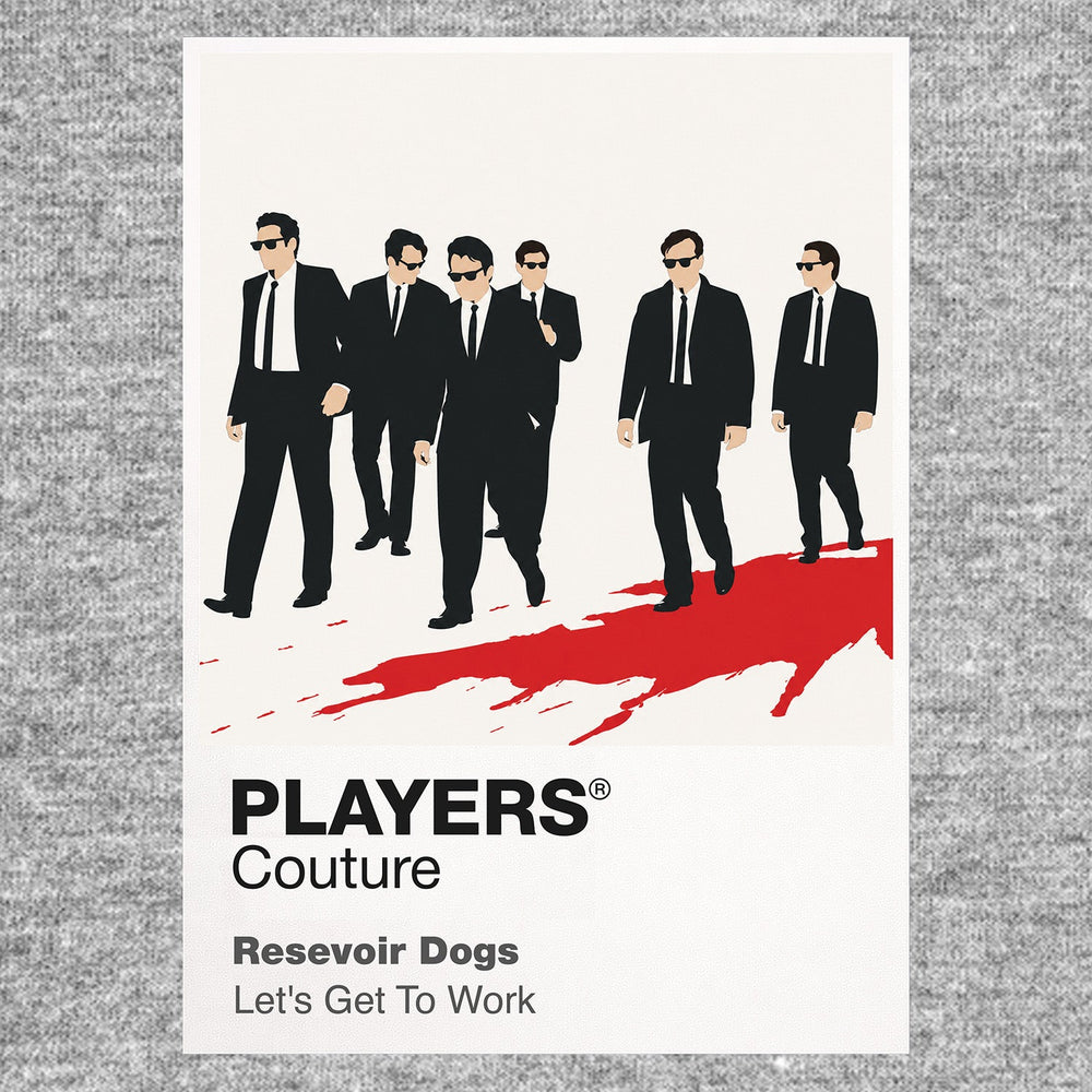 Reservoir Dogs the colour-coded crew in black suits and sunglasses before the failed diamond robbery Icon Frame artwork in grey