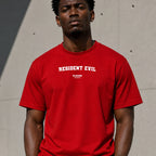 Resident Evil Men's T-Shirt — lifestyle photo, Red t-shirt