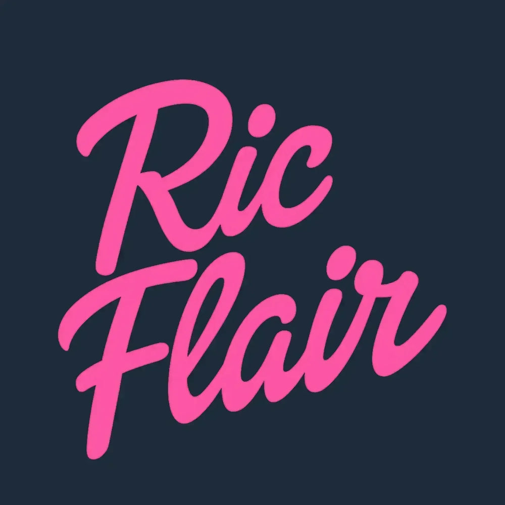 Ric Flair Logo Men's Hoodie – navy close-up detail shot of the Ric Flair Players Couture logo design
