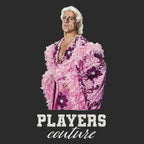 Ric Flair Badge Men's Hoodie – white close-up detail shot of the Ric Flair Players Couture logo design