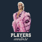 Ric Flair Badge Men's Hoodie – white close-up detail shot of the Ric Flair Players Couture logo design