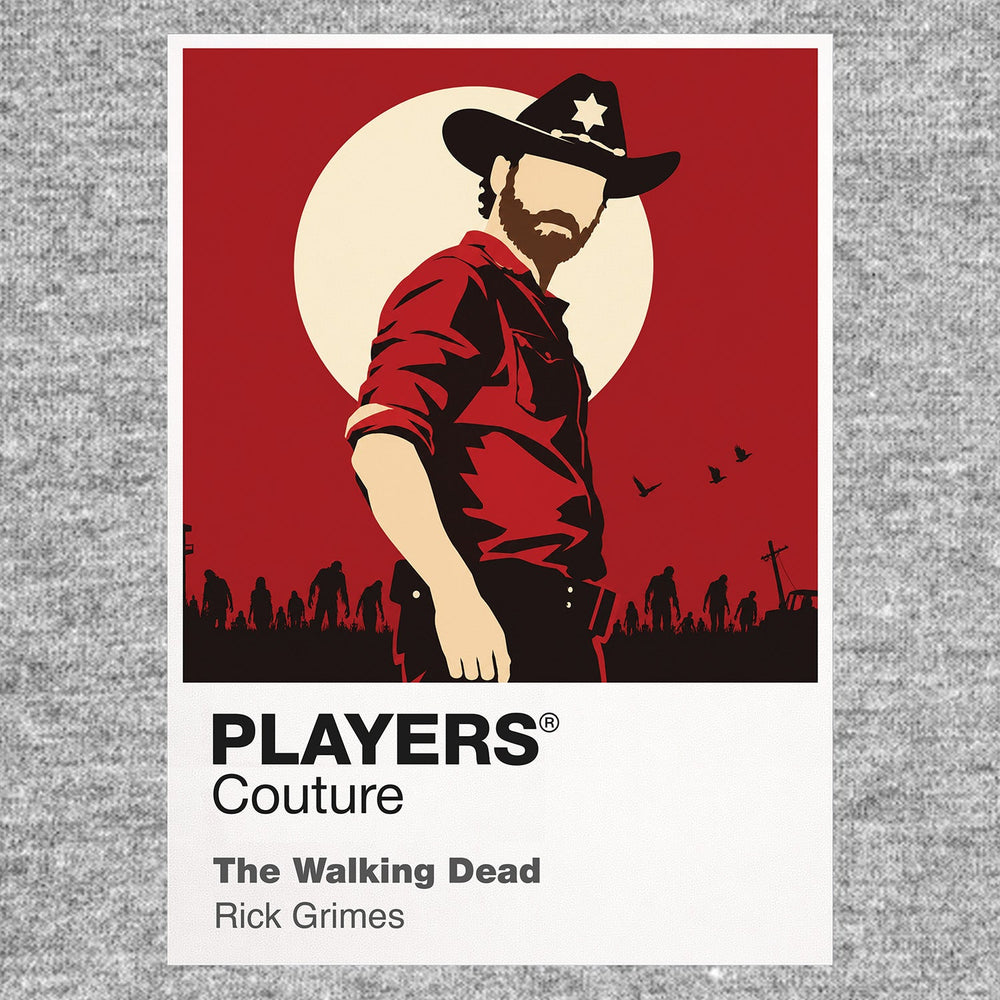 Rick Grimes 2 the later, bearded Rick Grimes shaped by Alexandria, all-out war and the bridge Icon Frame artwork in grey