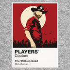 Rick Grimes 2 the later, bearded Rick Grimes shaped by Alexandria, all-out war and the bridge Icon Frame artwork in grey