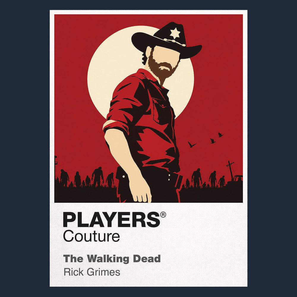 Rick Grimes 2 the later, bearded Rick Grimes shaped by Alexandria, all-out war and the bridge Icon Frame artwork in navy