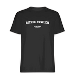 Rickie Fowler t-shirt – black men's t-shirt with white Rickie Fowler letters and Players Couture logo on the chest