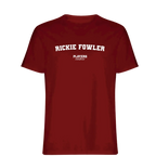 Rickie Fowler t-shirt – red men's t-shirt with white Rickie Fowler letters and Players Couture logo on the chest