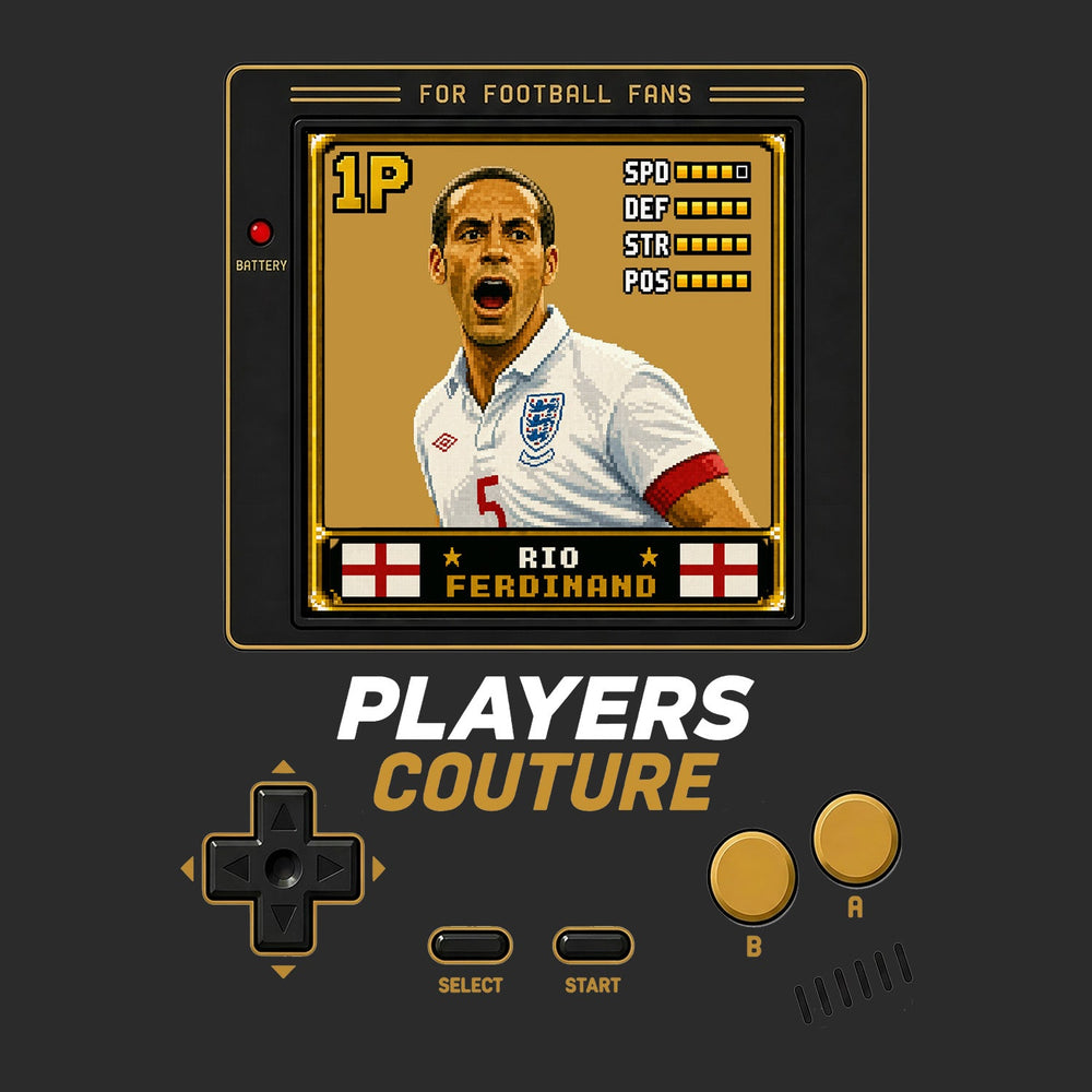 Rio Ferdinand 1P 8-Bit t-shirt retro gaming design by Players Couture