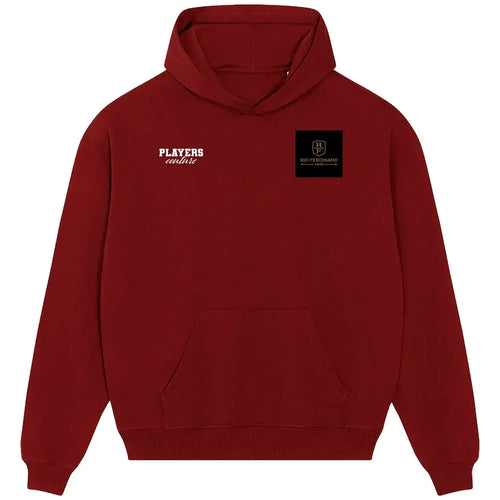 Rio Ferdinand hoodie – red men's hoodie featuring the Rio Ferdinand Players Couture logo