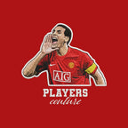 Rio Ferdinand Badge Men's Hoodie – white close-up detail shot of the Rio Ferdinand Players Couture logo design