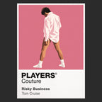 Risky Business Joel Goodsen sliding across the floor in shirt, socks and sunglasses Icon Frame artwork in black