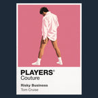 Risky Business Joel Goodsen sliding across the floor in shirt, socks and sunglasses Icon Frame artwork in navy