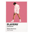 Risky Business Joel Goodsen sliding across the floor in shirt, socks and sunglasses Icon Frame artwork on white