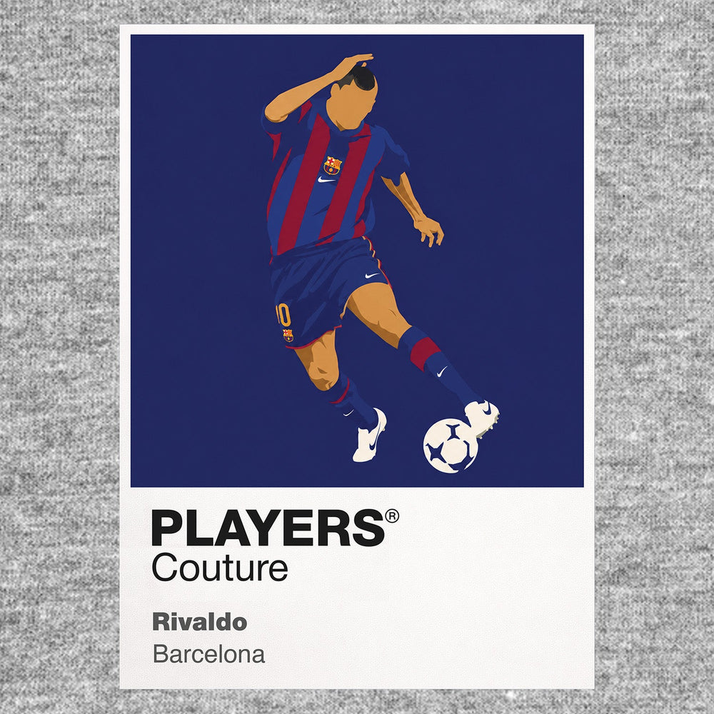 Rivaldo Barcelona Icon Frame Men's Hoodie — Gray Artwork