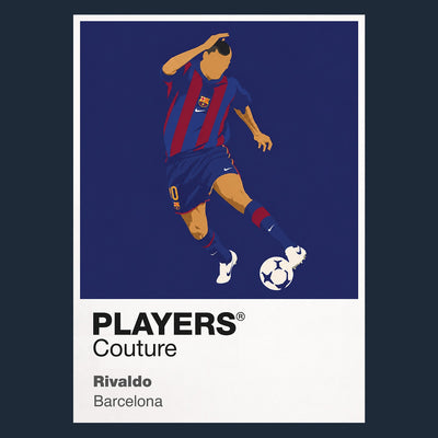Rivaldo Barcelona Icon Frame Men's Hoodie — Navy Artwork