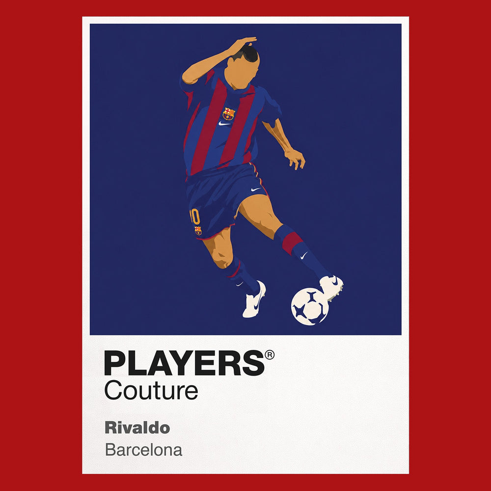 Rivaldo Barcelona Icon Frame Men's Hoodie — Red Artwork
