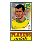 Rivaldo World Cup Sticker Men's T-Shirt – close-up detail shot of the Rivaldo World Cup Players Couture logo design